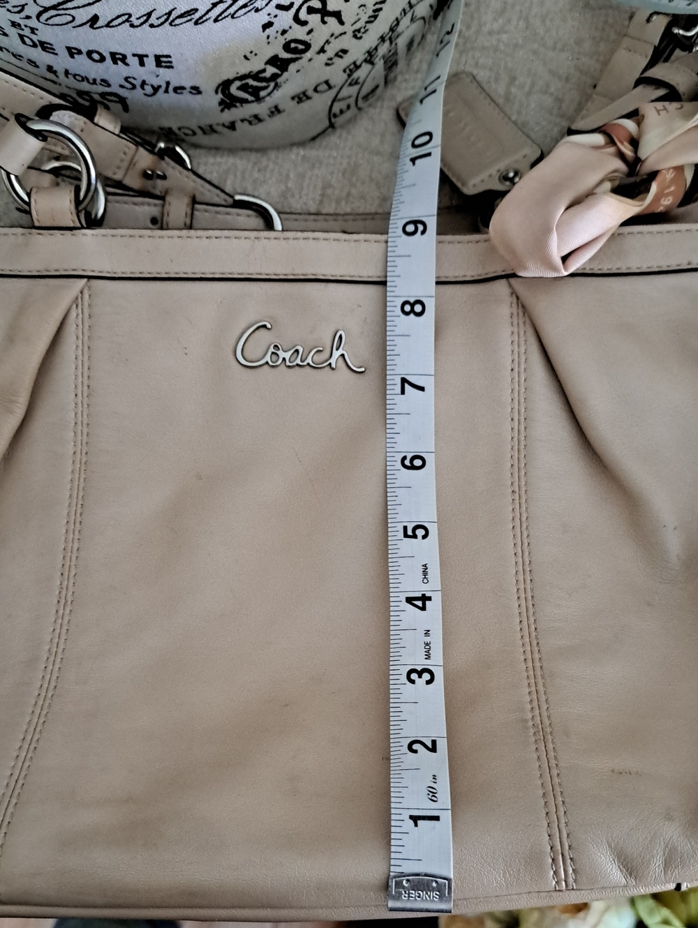 Coach Pale Pink Leather Shoulder Bag with Scarf Charm - Picture 4 of 16